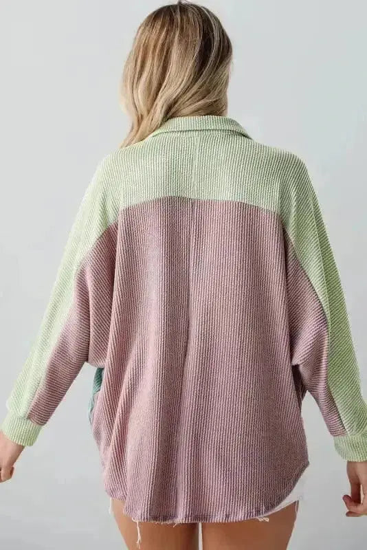 Oversized corded overshirt back view — Fashionfitz UK
