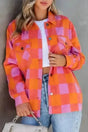 Lightweight Jackets Orange / S / 100%Polyester Patch Pocket Plaid Jacket