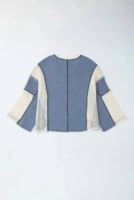 Long Sleeve Tops Boho Crochet High-Low Loose Top