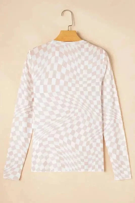 Long Sleeve Tops Urban Grid Mesh Top