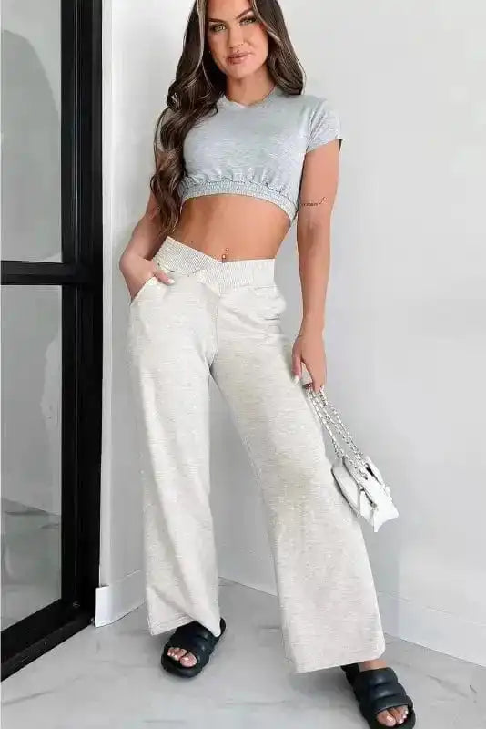 Lounge Pants CloudSoft Wide-Leg Lounge Pants - Light Grey