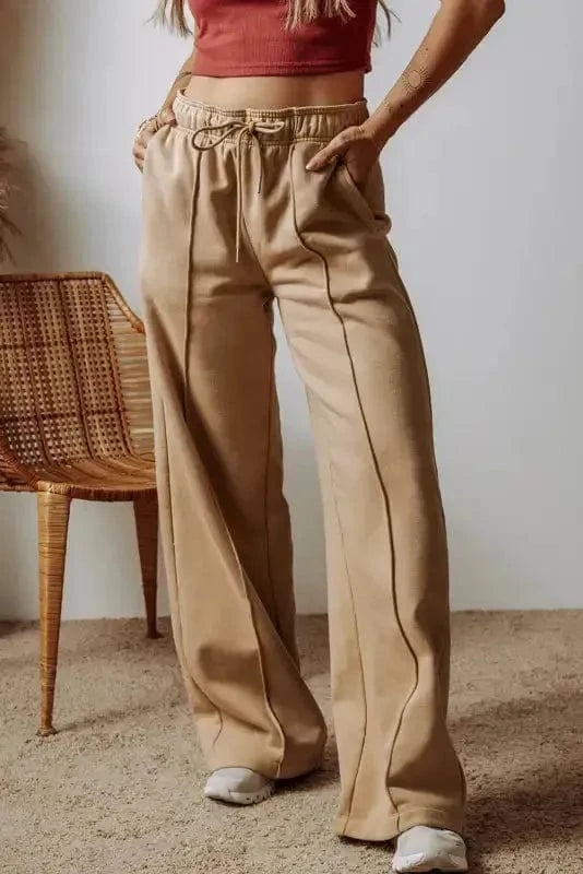 Lounge Trousers Smoke Gray / S / 50%Polyester+50%Cotton Seamless Charm Wide-Leg Trousers