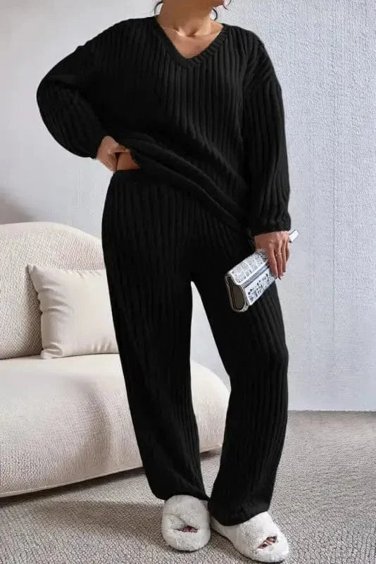 Loungewear Apricot Ribbed Lounge Set for Relaxed Style