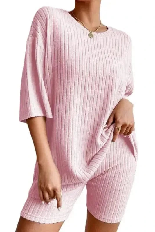 Loungewear Apricot Ribbed Lounge Set for Relaxed Style