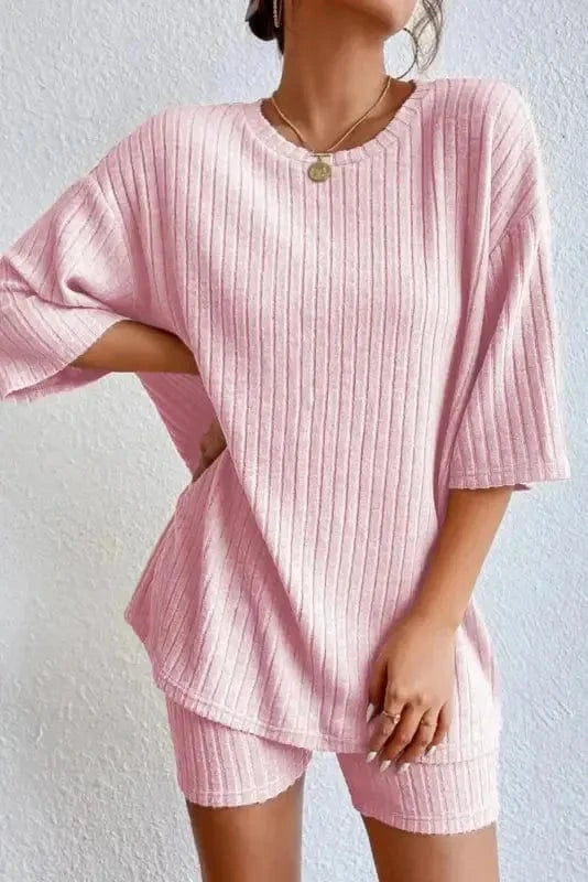 Loungewear Apricot Ribbed Lounge Set for Relaxed Style