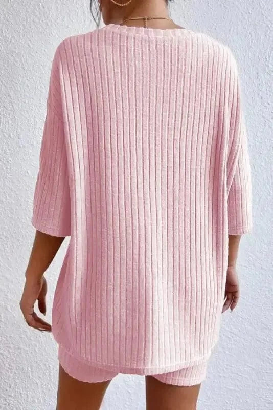 Loungewear Apricot Ribbed Lounge Set for Relaxed Style