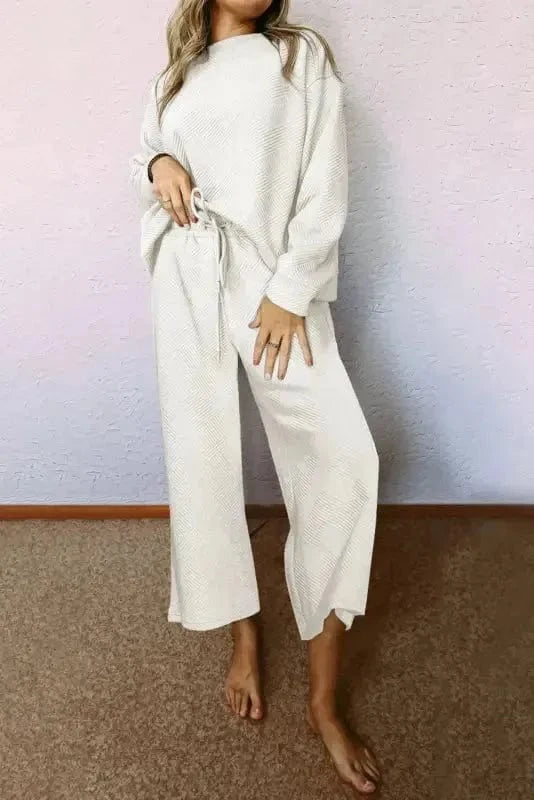 Loungewear Fashionfitz Black Textured Loungewear Set for Women