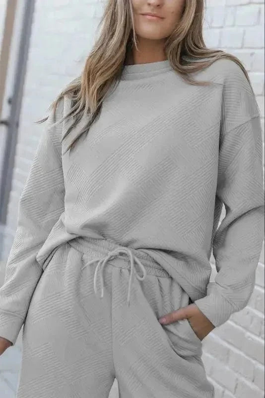 Loungewear Fashionfitz Black Textured Loungewear Set for Women