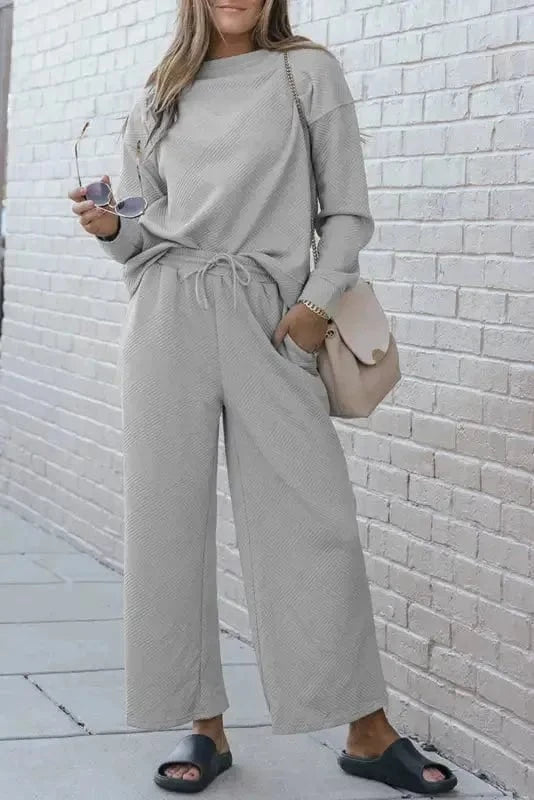 Loungewear Fashionfitz Black Textured Loungewear Set for Women