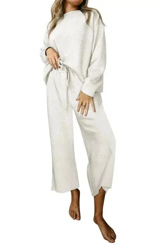 Loungewear Fashionfitz Black Textured Loungewear Set for Women
