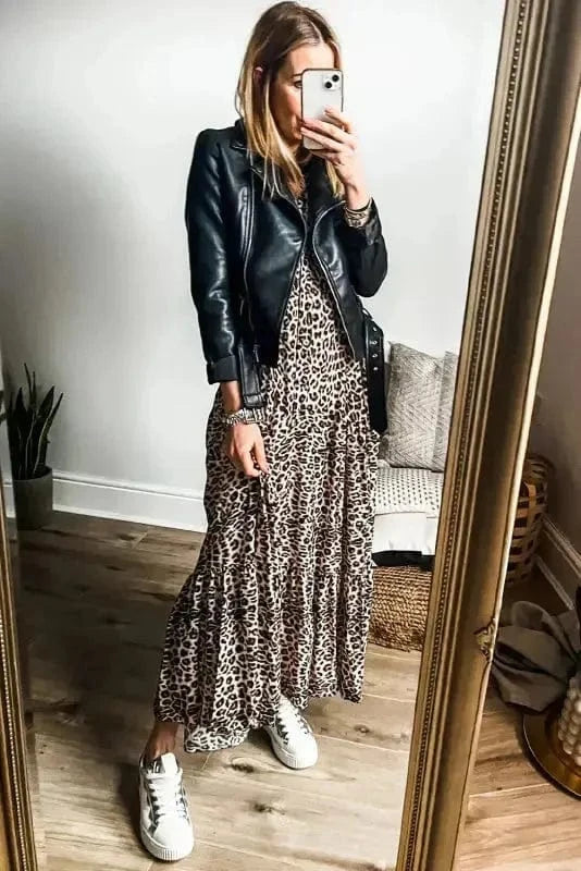 Maxi Dresses Apricot Leopard Maxi - Elegance Unleashed