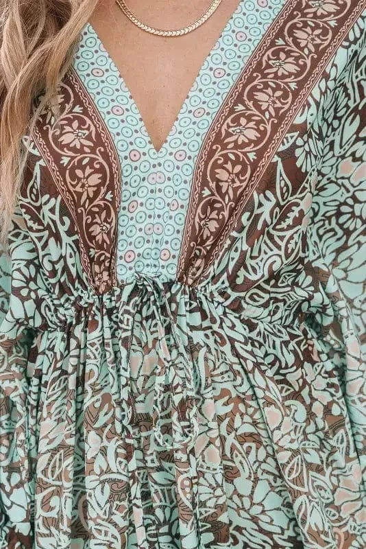 Maxi Dresses Boho Floral Maxi Dress - Open Back