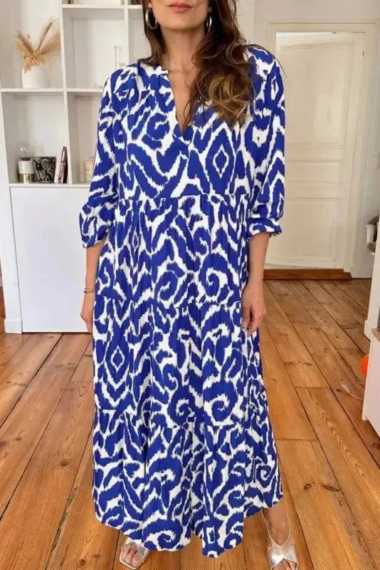 Maxi Dresses GeoContrast Maxi Dress – Monochrome Western Print