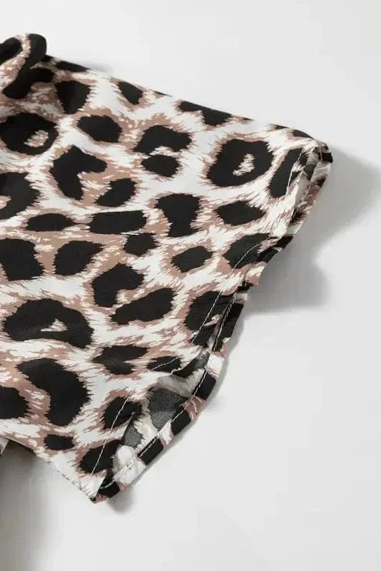 Maxi Dresses Leopard Open Back Maxi Dress - V Neck Cinched High Waist