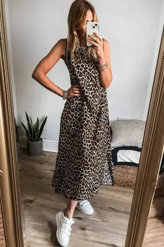 Maxi Dresses Leopard Sleeveless Maxi Dress