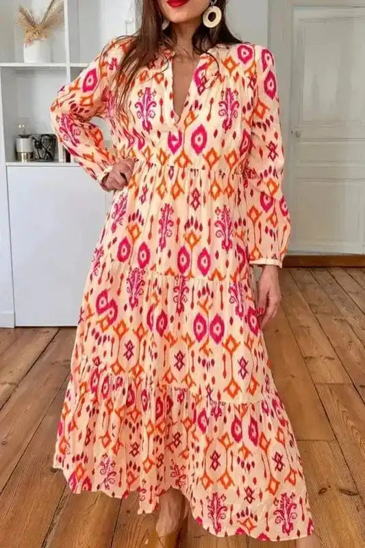 Maxi Dresses Orange / S / 100%Polyester Abstract Sienna Maxi Dress