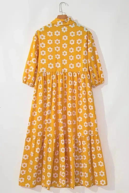 Maxi Dresses Yellow Flower Print Maxi Dress