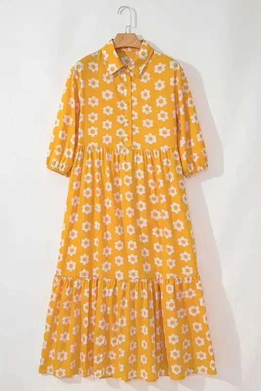 Maxi Dresses Yellow Flower Print Maxi Dress