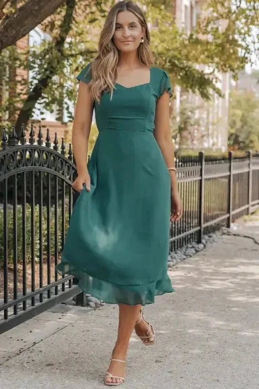 Midi Dresses Marine Muse Midi Dress - Open Back Sweetheart Neck