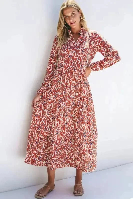 Midi Dresses Sunset Silhouette Pleated Midi Dress