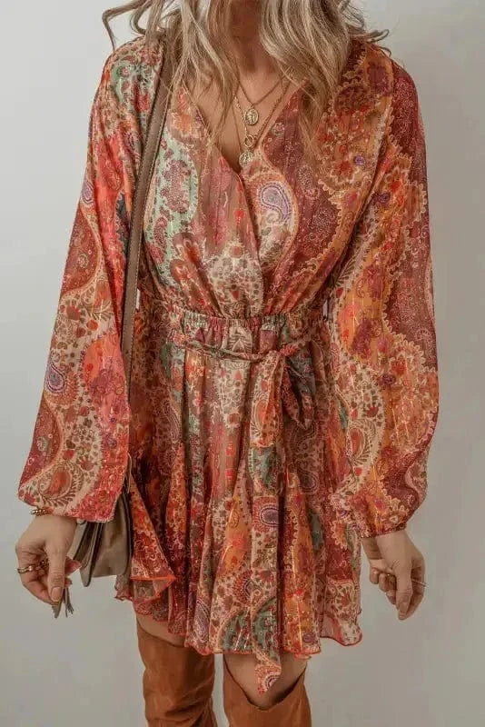 Mini Dresses Autumn Elegance Paisley Mini Dress
