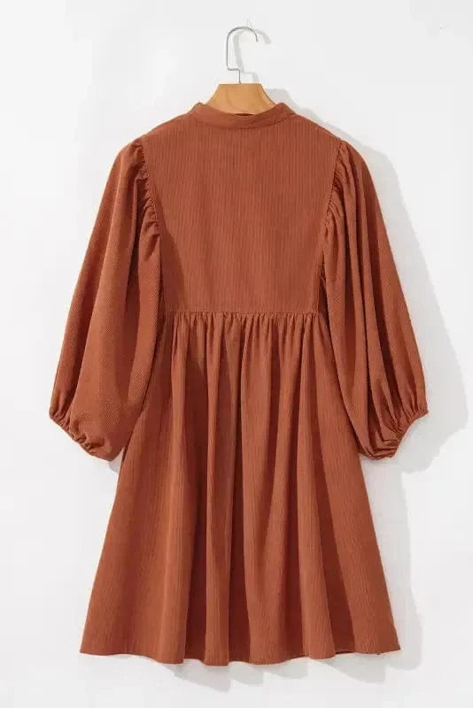 Mini Dresses Autumn Empire Corduroy Dress - Gold Flame