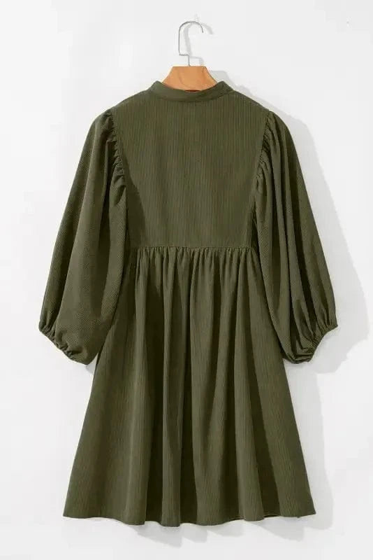 Mini Dresses Autumn Empire Corduroy Dress - Vineyard Green