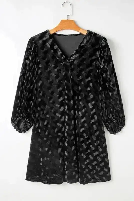 Mini Dresses Black / S / 92%Polyester+8%Elastane Midnight Velvet Mini Dress