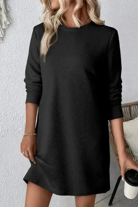 Mini Dresses Black / S / 97%Polyester+3%Elastane Modern Monotone Mini Dress