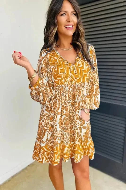 Mini Dresses Bohemian Flared Mini Dress