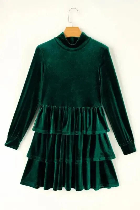 Mini Dresses Chic Velvet Ruffle Mini - Elegant Evening Wear