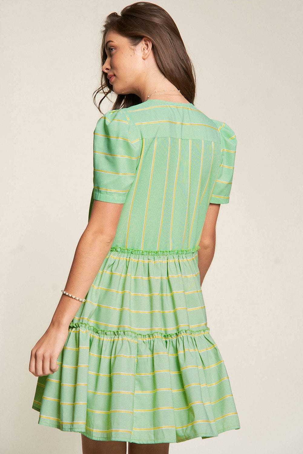 Mini Dresses Evergreen Stripe Frill Dress