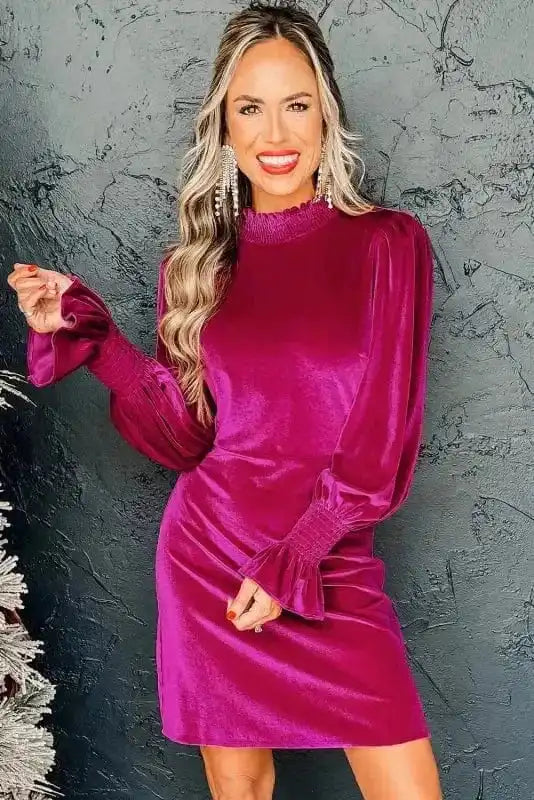 Mini Dresses Gala Velvet Puff Dress