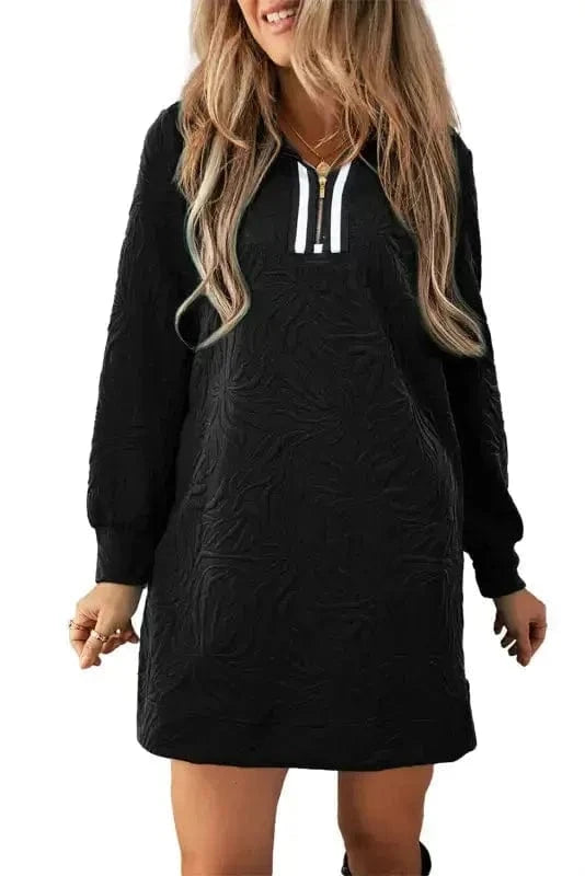 Mini Dresses Jacquard Zipper Shift Dress