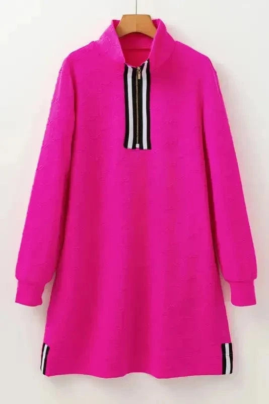 Mini Dresses Jacquard Zipper Shift Dress