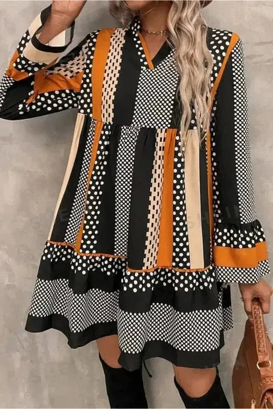 Mini Dresses Noir Polka Ruffle Mini Dress