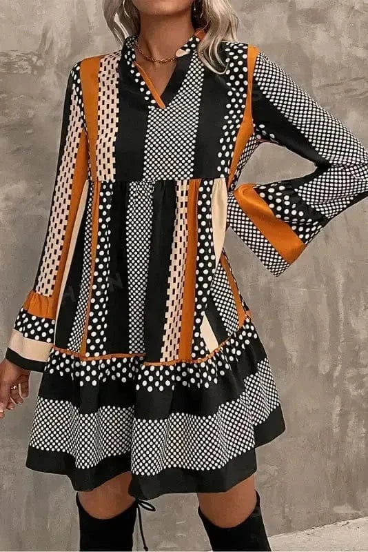 Mini Dresses Noir Polka Ruffle Mini Dress