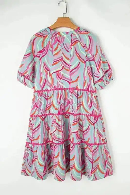 Mini Dresses Ocean Whispers Puff Sleeve Dress