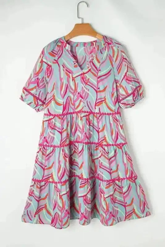 Mini Dresses Ocean Whispers Puff Sleeve Dress