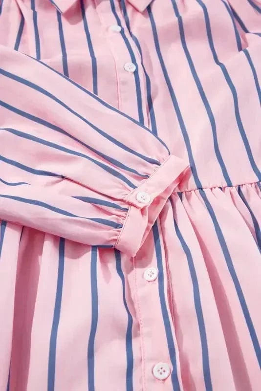 Mini Dresses Pinstripe Mini Shirt Dress