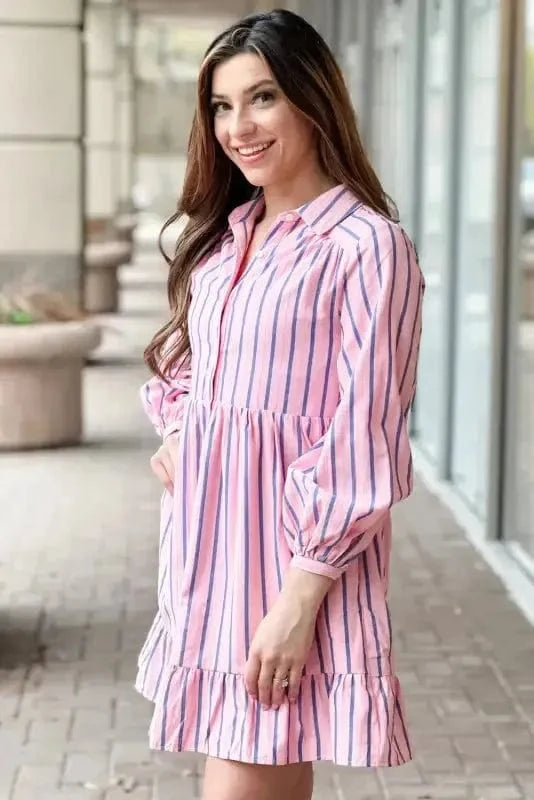 Mini Dresses Pinstripe Mini Shirt Dress