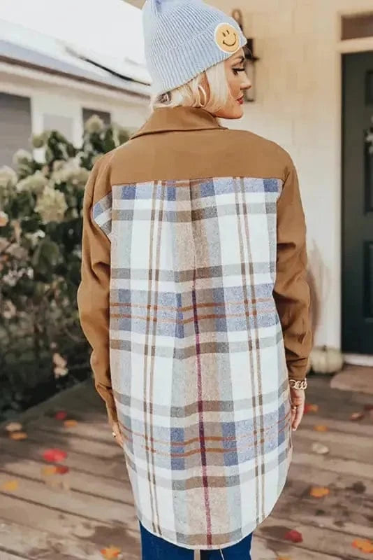 Mini Dresses Plaid Patch Shirt Dress