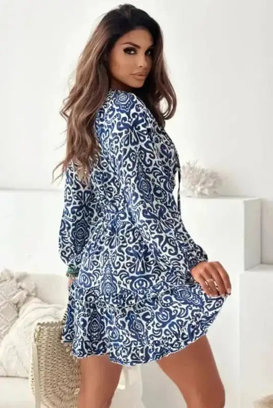 Lace-up boho mini dress back view — Fashionfitz UK