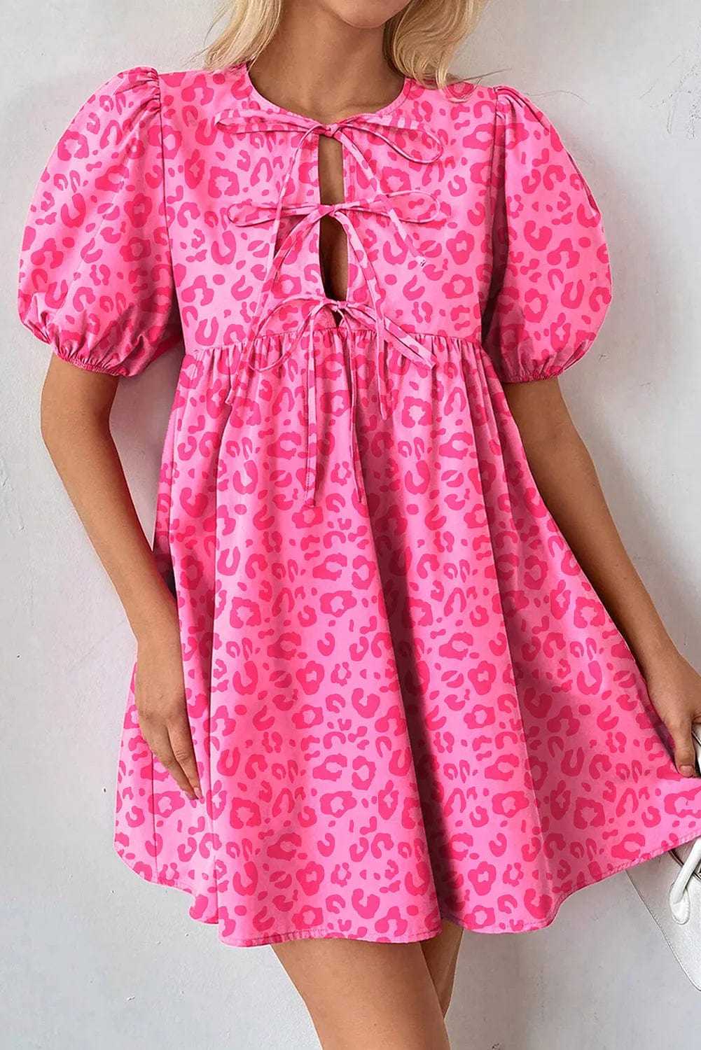 Mini Dresses Rose / S / 100%Cotton Rose Leopard Chic Dress