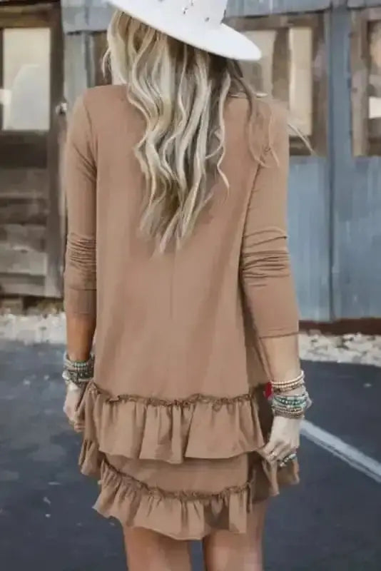 Ruffle rick rack pocket mini dress back view — Fashionfitz UK