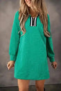 Mini Dresses Sea Green / S / 97%Polyester+3%Elastane Emerald Jacquard Zip Shift Dress