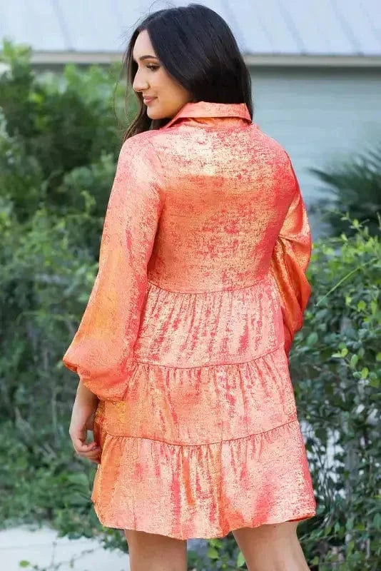 Mini Dresses Shimmer Chic Mini Shirt Dress