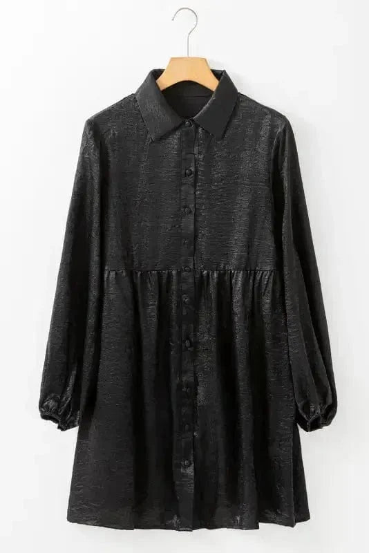 Mini Dresses Shimmer Chic Mini Shirt Dress