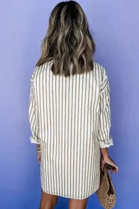 Mini Dresses Striped Mini Shirt Dress