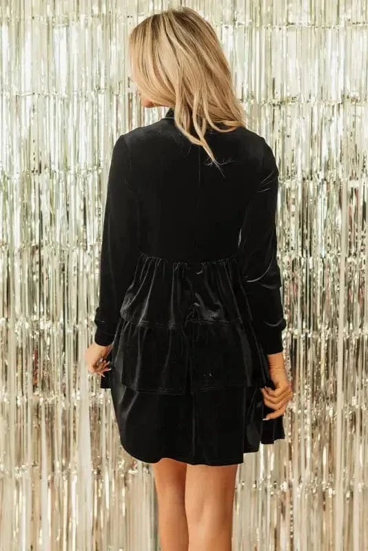 Mini Dresses Velvet Cascade Cocktail Dress